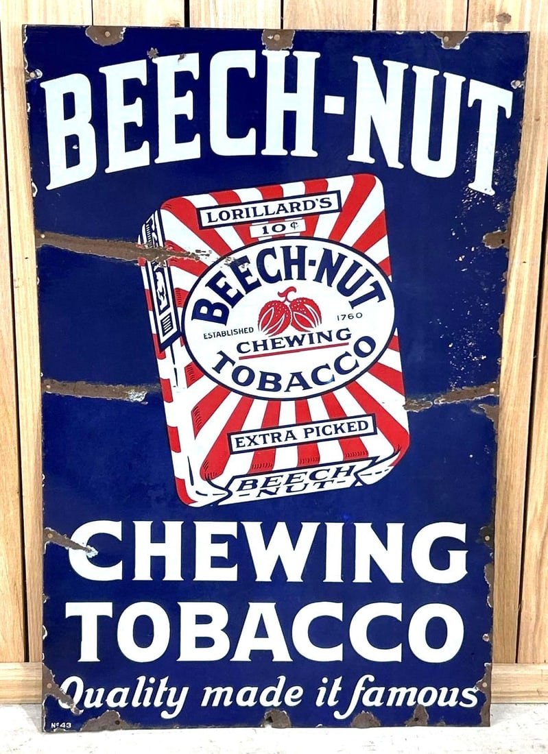 Beech-Nut Tobacco Single-Sided Porcelain Sign W/ Bundle Graphic (1 of 5)