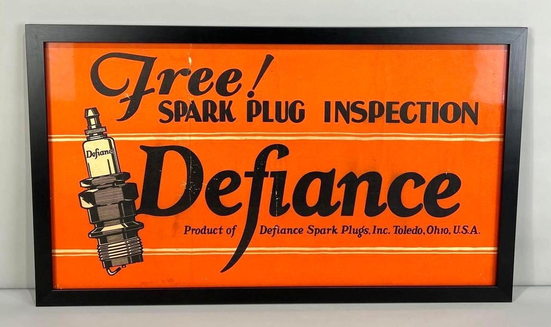 Defiance Free! Spark Plug Inspection Cardboard Sign Framed (1 of 4)
