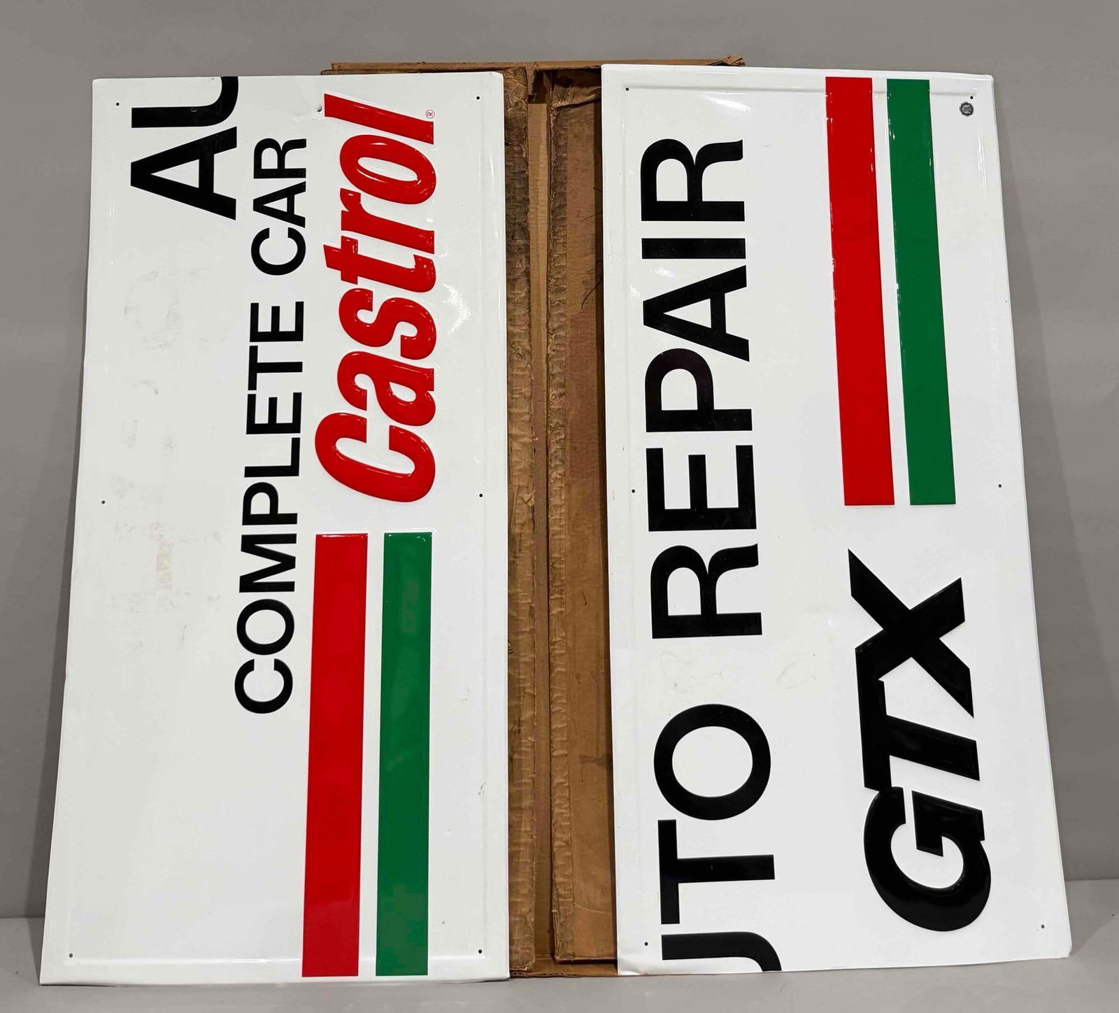 Castrol GTX Auto Repair Metal Sign NIB (TAC): rated 9, 23.75"x95", the 2-SST embossed sign is NIB. TAC #062685