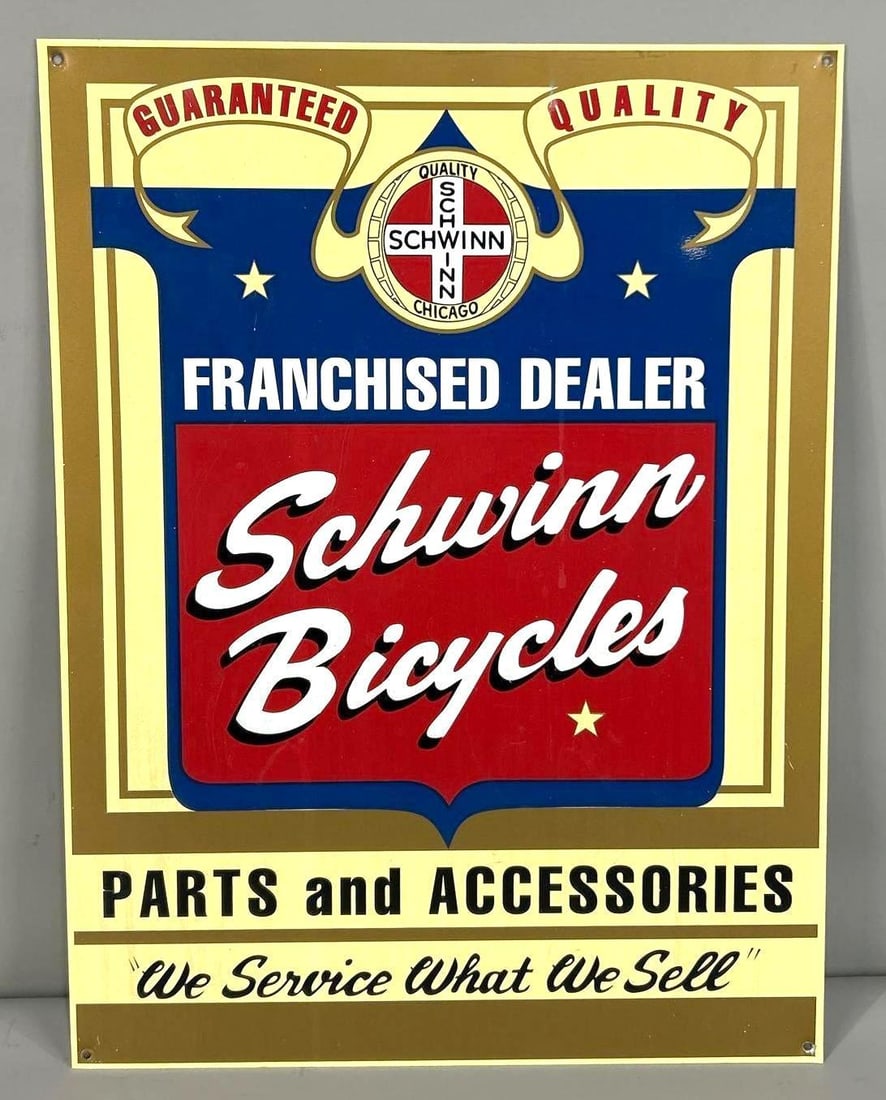 Schwinn Bicycle Metal Sign: 20"x15", Single Sided Metal Sign, has good color 