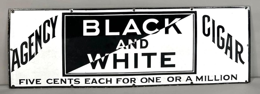Black And White Cigar Single-Sided Porcelain Sign (1 of 5)