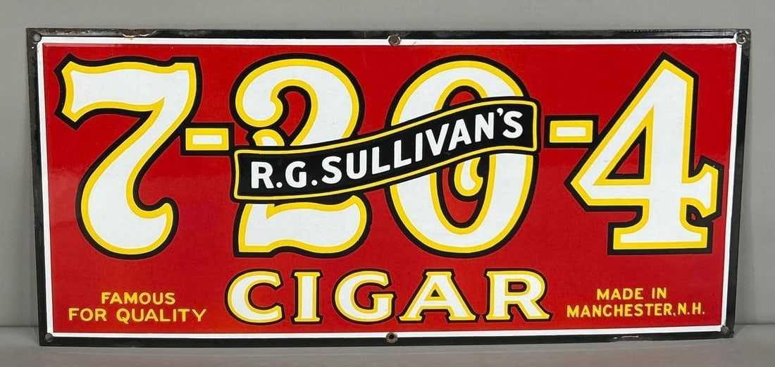 R.G. Sullivan's "7-20-4" Cigar Single-Sided Porcelain Sign (1 of 5)