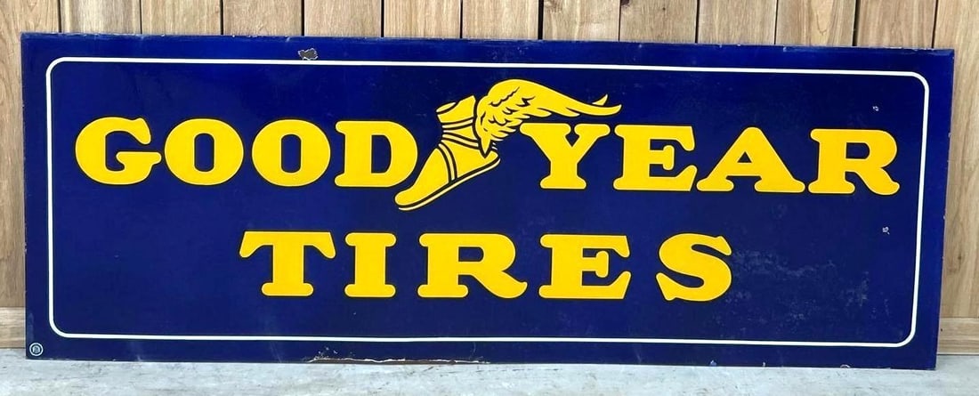 Good Year Tire Double-Sided Porcelain Sign W/ Winged Foot Graphic (1 of 7)