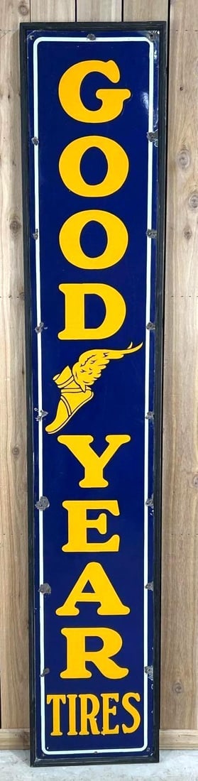 Good Year Tires Single-Sided Porcelain Sign W/ Wood Frame (1 of 5)