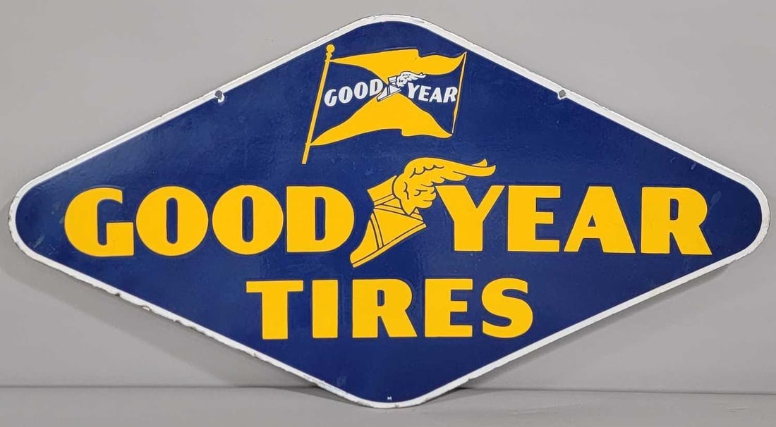 48" Goodyear Tires w/Both Logos Porcelain Sign (TAC) (1 of 8)