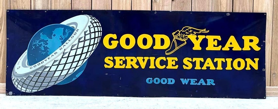 Goodyear Service Station Good Wear w/Logo Porcelain Sign (TAC) (1 of 6)