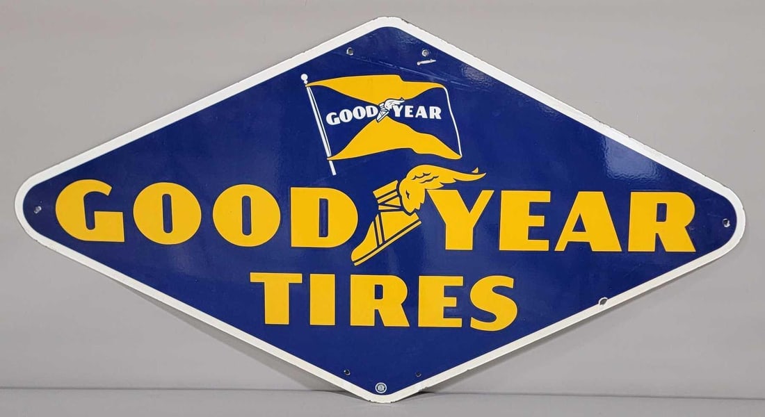 60" Goodyear Tires w/Both Logos Porcelain Sign (TAC) (1 of 5)