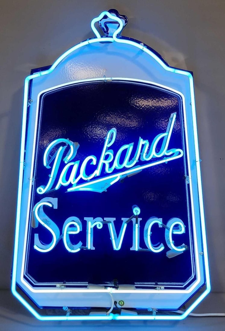 Packard Service Radiator Shaped Porcelain Sign w/Neon Added (TAC) (1 of 4)