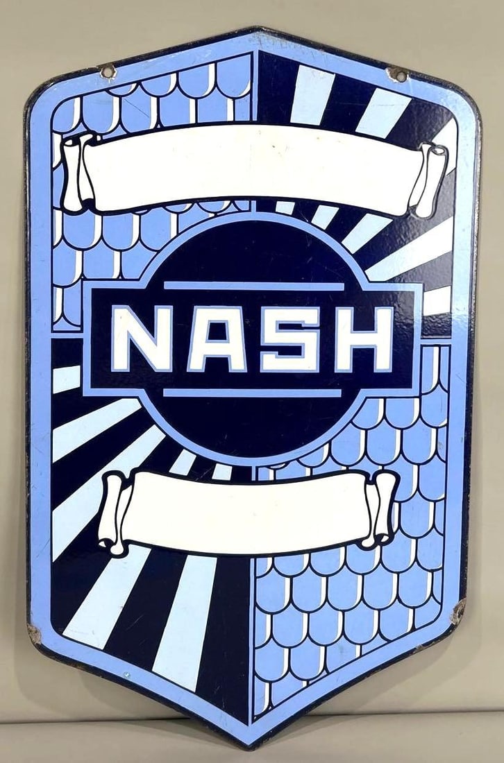 Nash Die-Cut Porcelain Sign W/ Fish Scale Graphics (1 of 7)