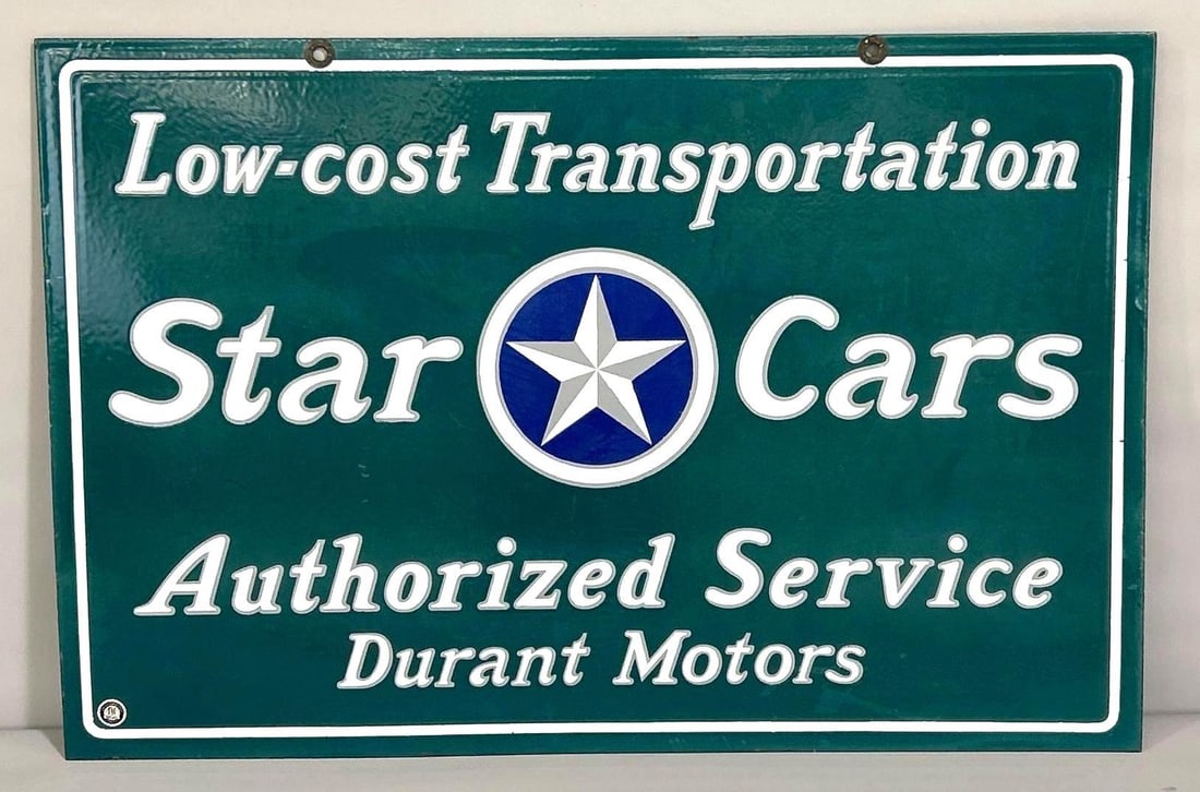 Star Car Authorized Service Durant Motors w/Logo Porcelain Sign (TAC) (1 of 7)