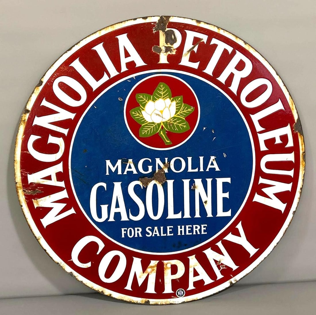 Magnolia Petroleum Company w/Single-Flower Logo Porcelain Sign (TAC) (1 of 7)