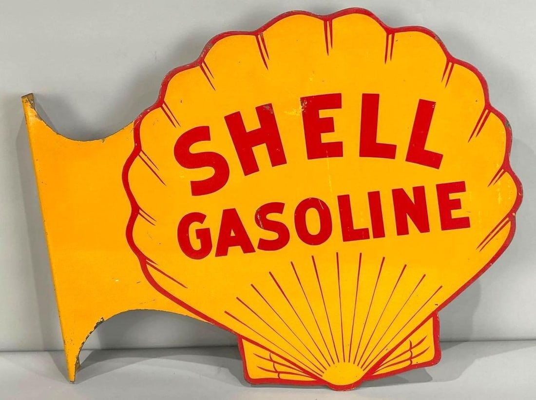 Shell Gasoline Die-Cut Painted Metal Flange Sign (1 of 8)