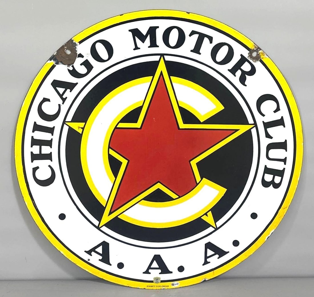 Chicago Motor Club AAA w/Logo Porcelain Sign (TAC) (1 of 5)