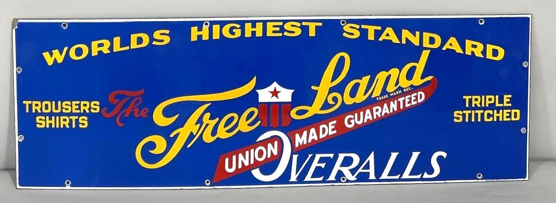 The Free Land Overalls Porcelain Sign (TAC) (1 of 5)