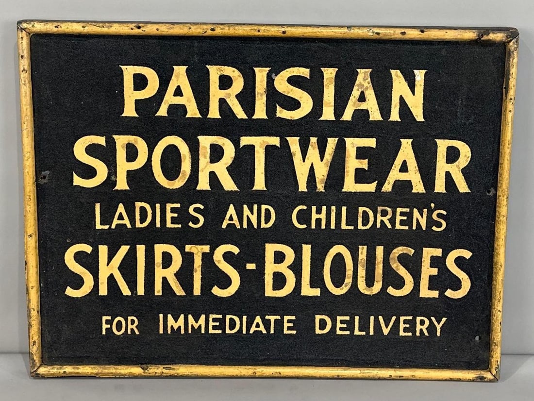 Parisian Ladies And Children Sportwear Smaltz Paint On Tin Sign (1 of 4)