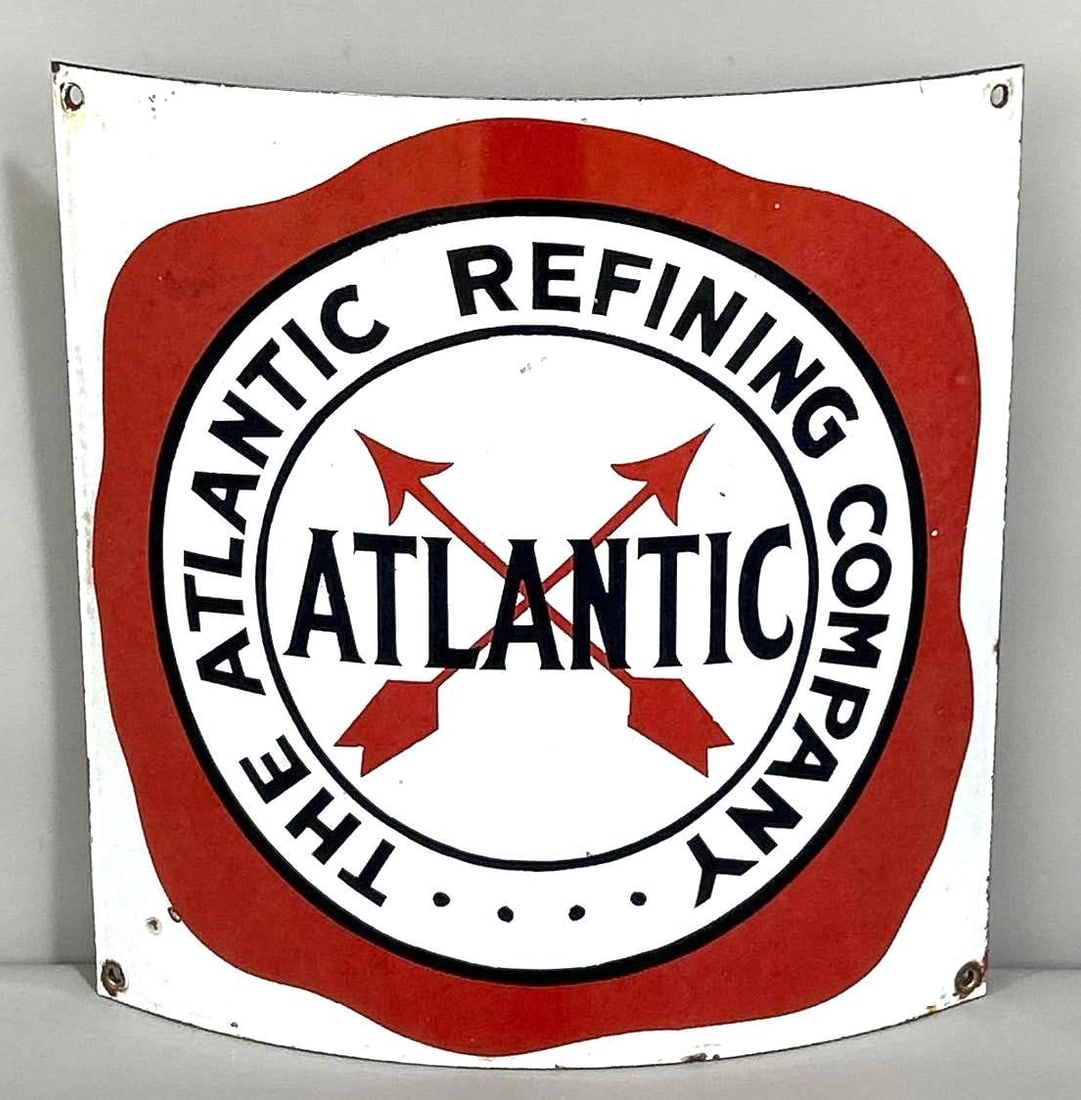 Atlantic Refining Co w/Fried Egg Logo Porcelain Curved Sign (TAC) (1 of 5)