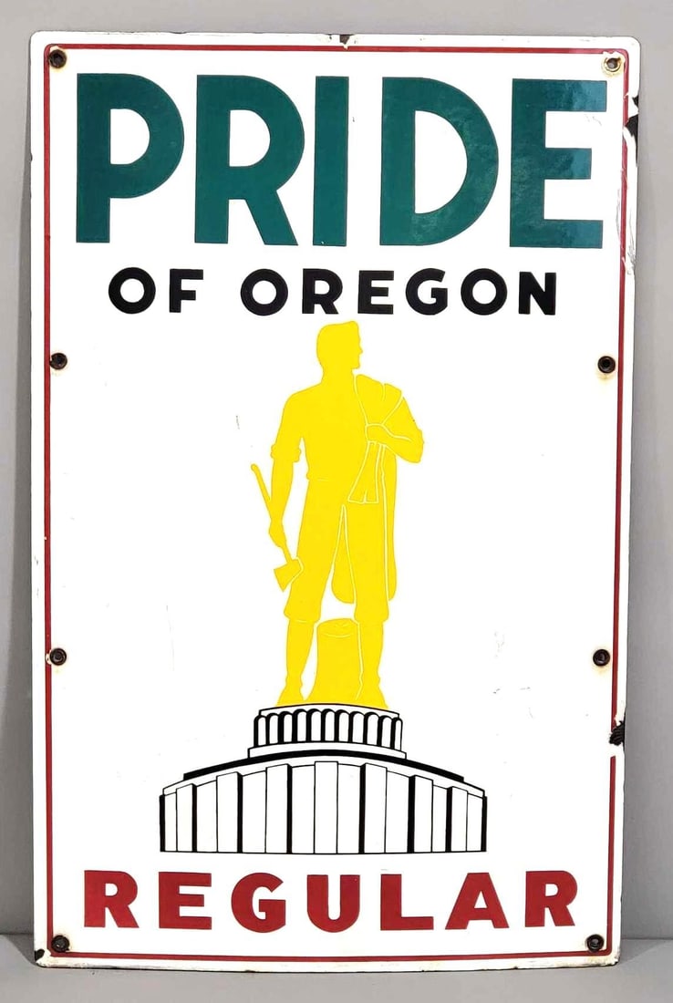 Pride of Oregon Regular w/Logo Porcelain Pump Sign (TAC) (1 of 5)