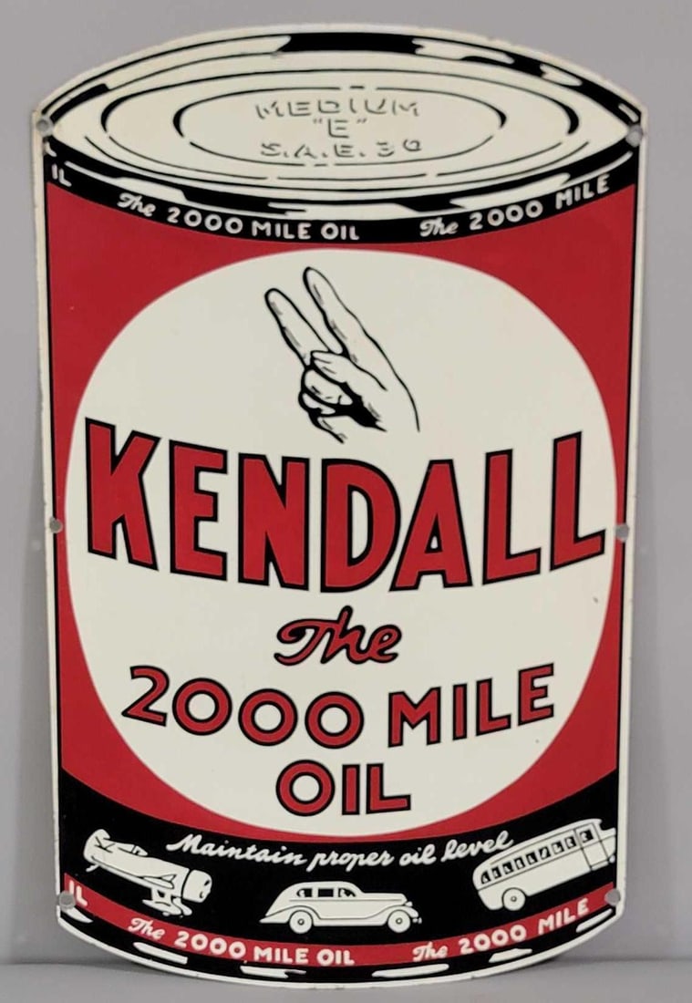 Kendall w/The 2000 Mile Oil Logo Metal Sign (TAC) (1 of 7)