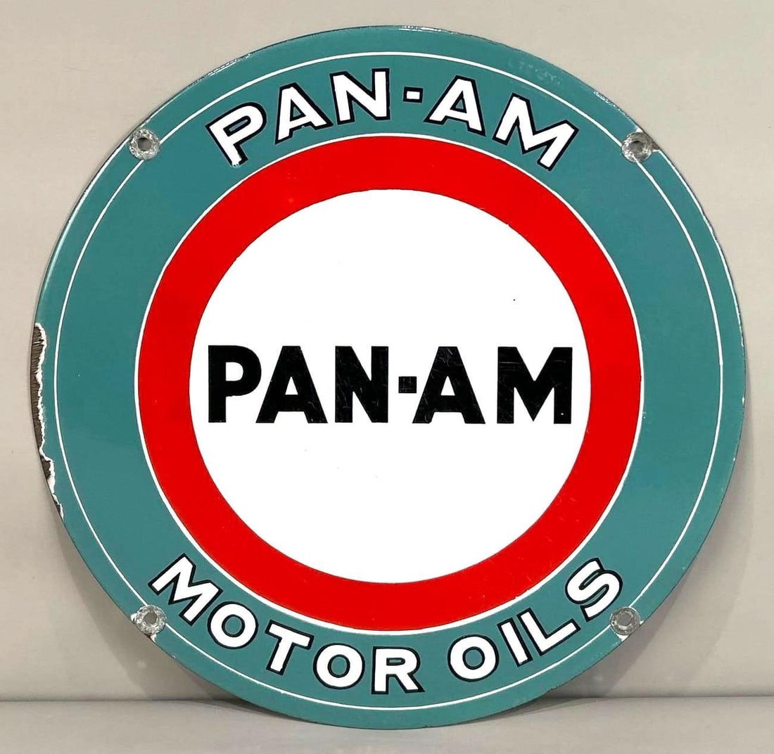 Pan -Am Motor Oil Porcelain Sign (1 of 5)