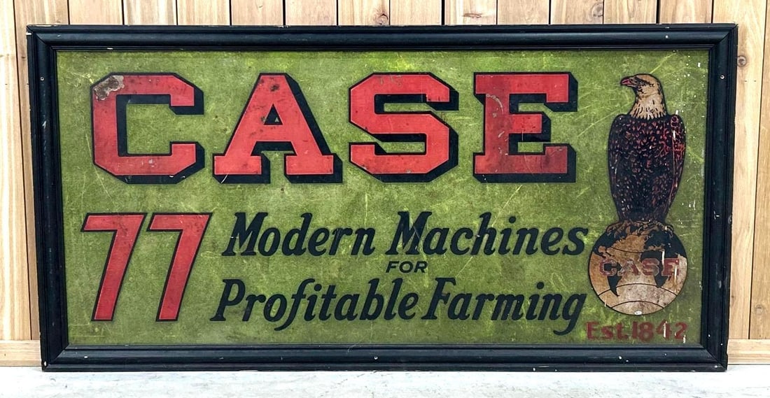 Case Modern Machines For Profitable Farming Smaltz Painted Tin Sign W/ Eagle Graphic (1 of 3)