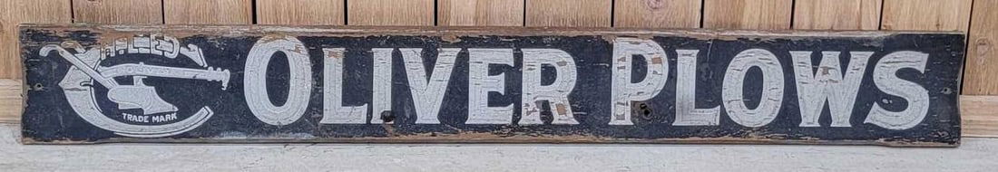 Oliver Plows Single-Sided Smaltz Painted Wagon Sign W/ Chilled Plow Graphic (1 of 5)