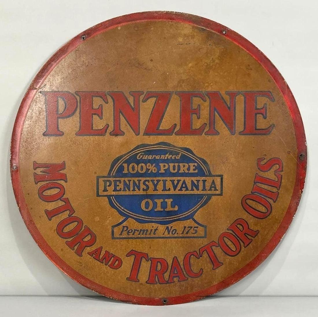 Penzene Motor And Tractor Oils Double-Sided Painted Metal Sign (1 of 10)