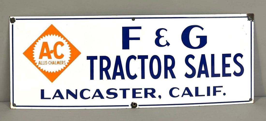 A-C Allis-Chalmers F&G Tractor Sales Porcelain Truck Sign (TAC) (1 of 5)
