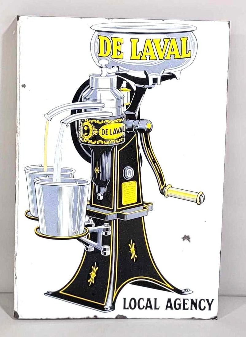 De Laval Local Agency w/Cream Separator Porcelain Flange Sign (TAC) (1 of 9)