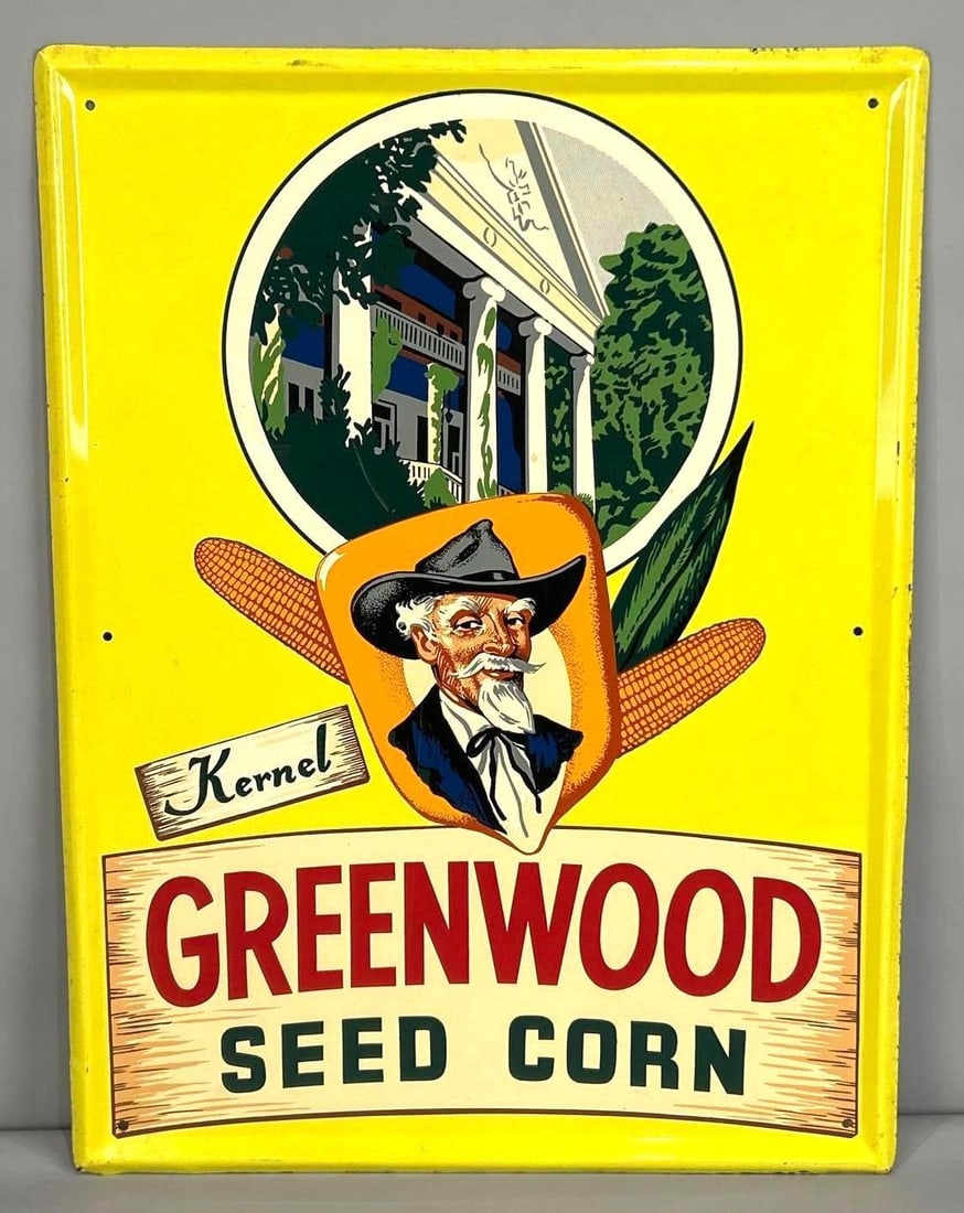 Greenwood Seed Corn Self-Framed Metal Sign W/ "Kernel" Graphic (1 of 5)