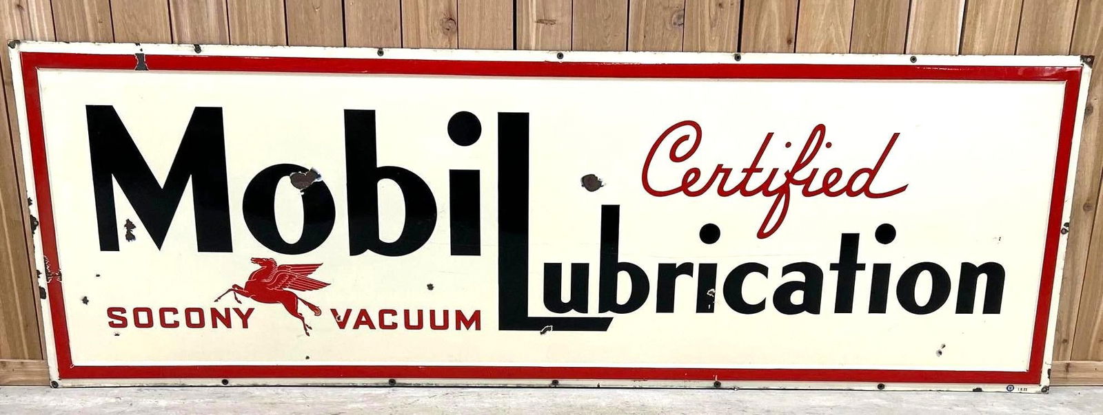 Certified Mobil Lubrication Self-Framed Porcelain Sign W/ Pegasus Graphic (1 of 5)