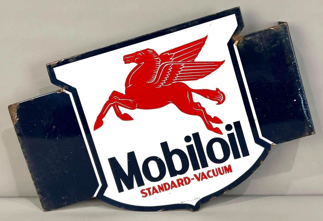 Mobiloil Standard-Vacuum w/Pegasus Porcelain Flange Sign (TAC) (1 of 6)