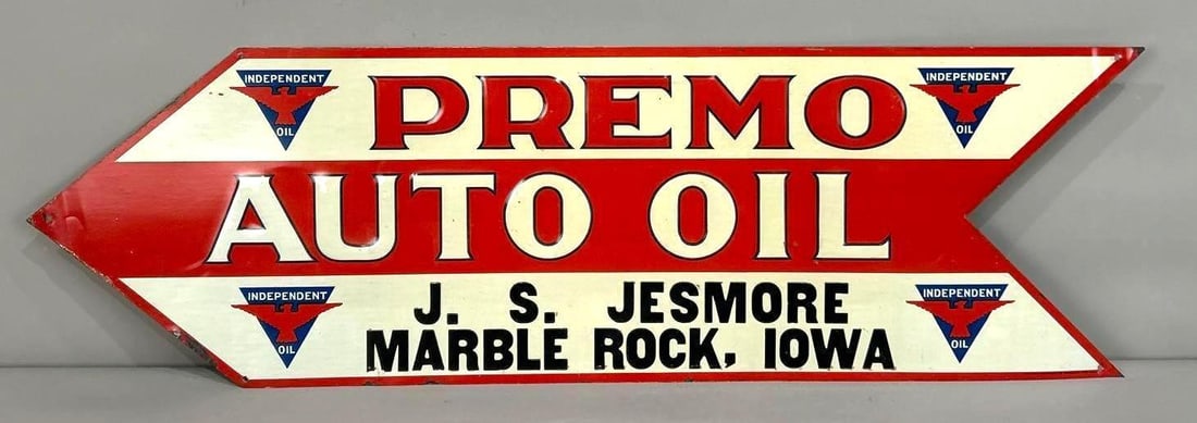 Premo Auto Oil w/Independent Logo Metal Arrow Tacker Sign (TAC) (1 of 5)
