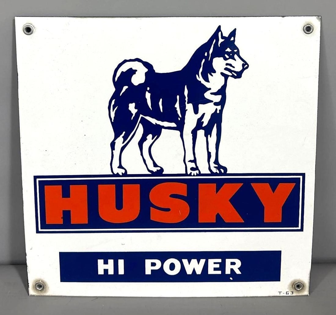 Husky Hi Power w/Logo Porcelain Pump Sign (TAC) (1 of 3)