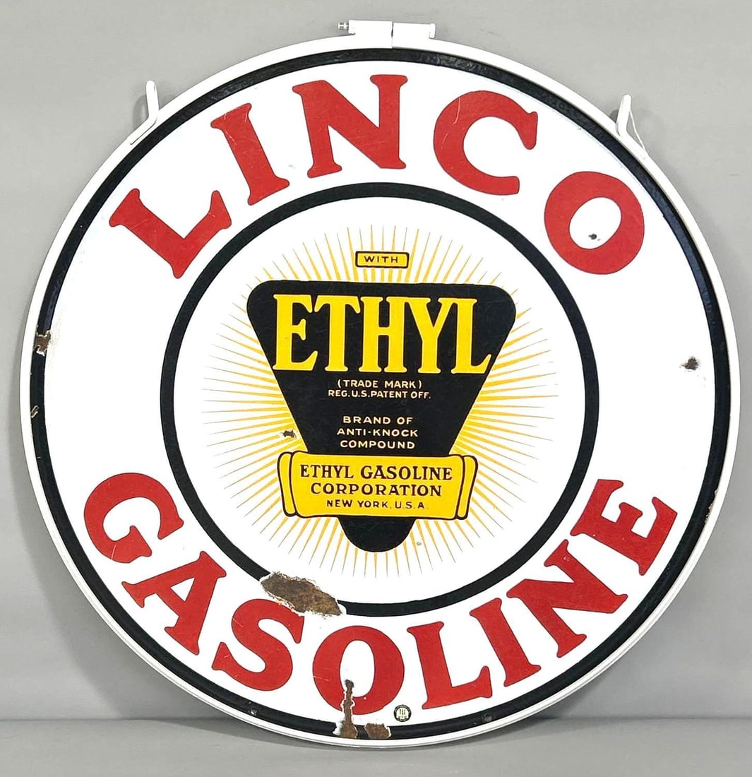 Linco Gasoline w/Ethyl Logo Porcelain Sign (TAC) (1 of 7)