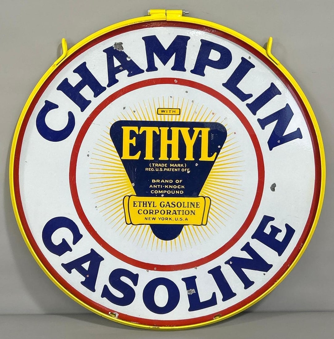 Champlin Gasoline w/Ethyl Logo Porcelain Sign (TAC) (1 of 7)