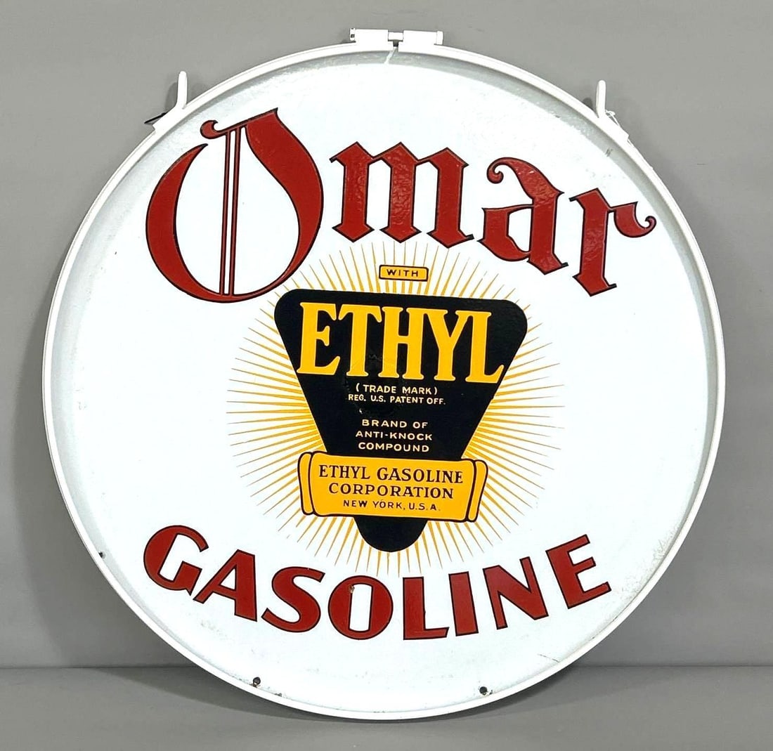 Omar Gasoline w/Ethyl Logo Porcelain Sign (TAC) (1 of 7)