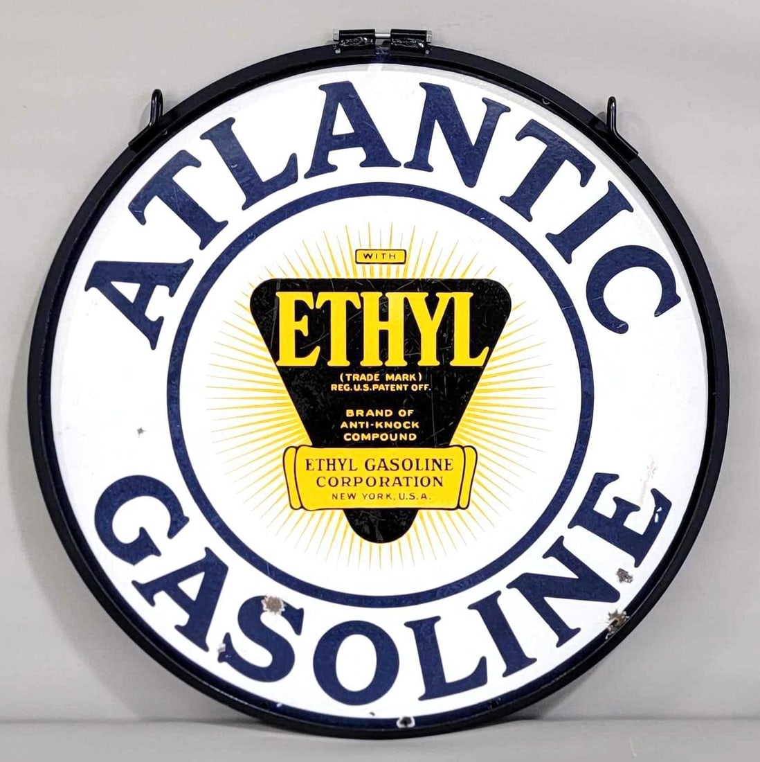 Atlantic Gasoline w/Ethyl Logo Porcelain Sign (TAC) (1 of 7)