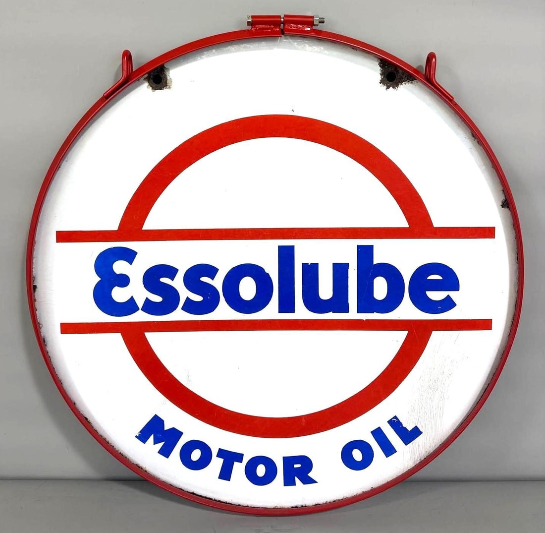 Essolube Motor Oil w/Bar & Circle Logo Porcelain Sign (TAC) (1 of 5)
