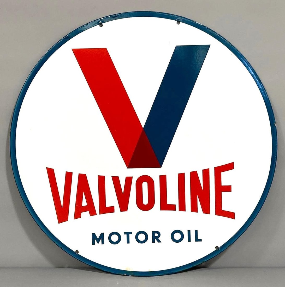 24" PORCELAIN Valvoline Motor Oil Sign (TAC) (1 of 5)