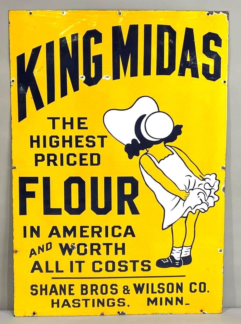 King Midas Flour Single-Sided Porcelain Sign W/ Little Girl Graphic (1 of 6)