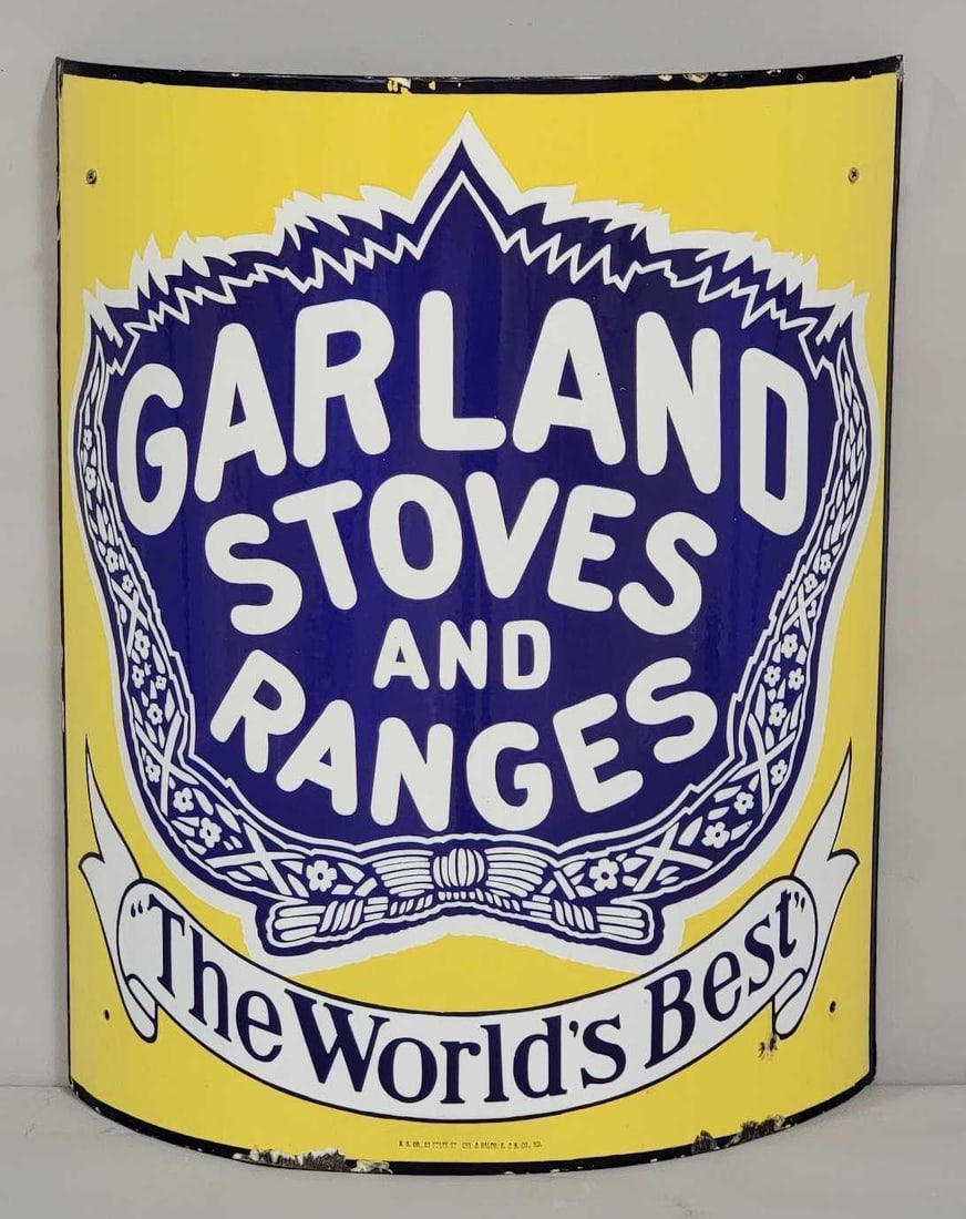 Garland Stoves & Ranges w/Logo Porcelain Curved Sign (TAC) (1 of 5)