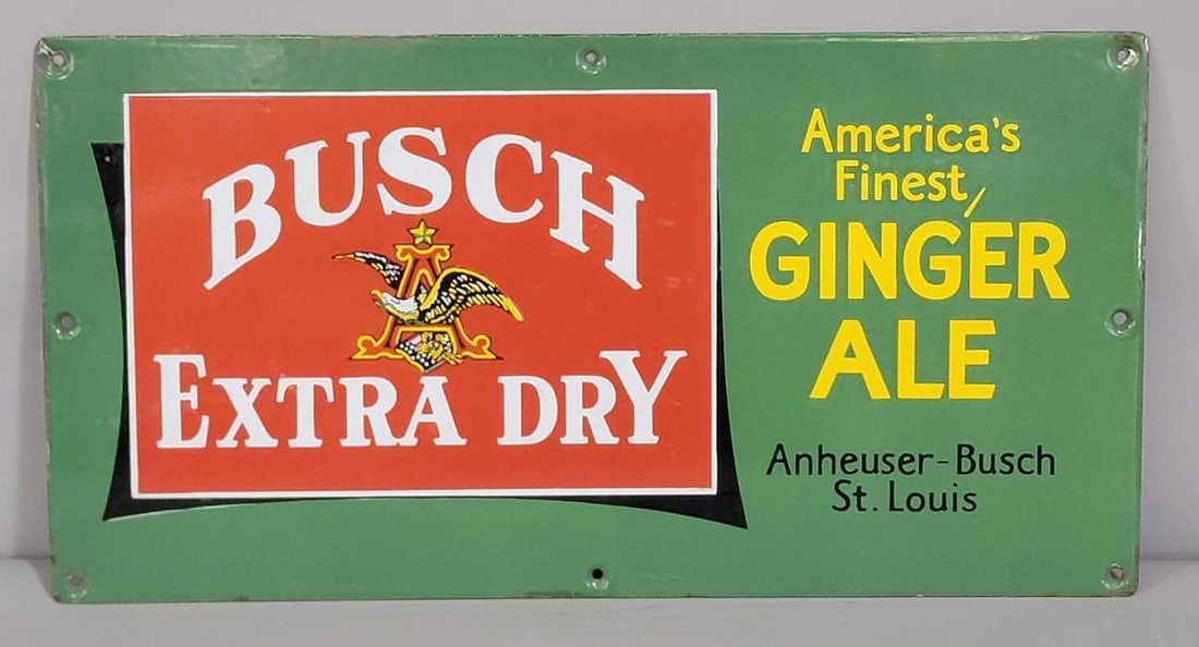 Busch Extra Dry Ginger Ale w/Logo Porcelain Sign (TAC) (1 of 5)