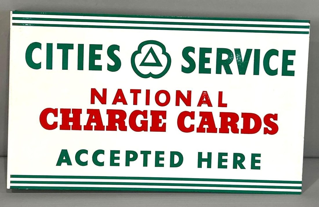 Cities Service Charge Card Painted Metal Flange Sign (1 of 8)