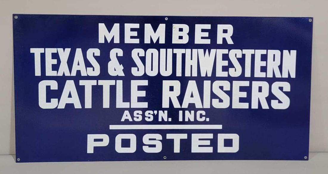 Large 48" Member Texas & Southwestern Cattle Porcelain Sign (TAC) (1 of 6)