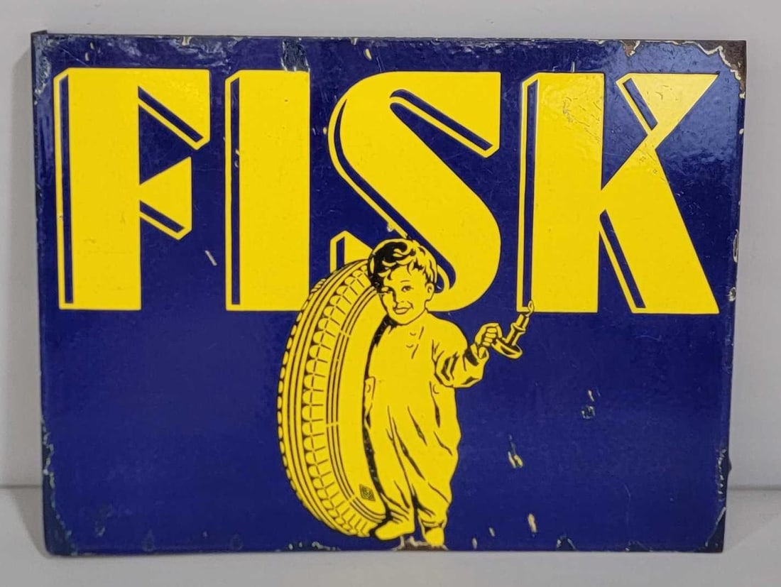 Fisk w/Logo Porcelain Flange Sign (TAC) (1 of 9)