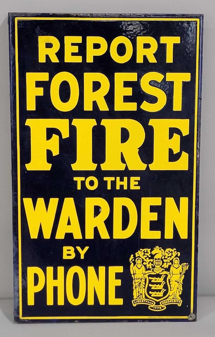 Report Forest Fire to the Warden by Phone Porcelain Flange Sign (TAC) (1 of 9)