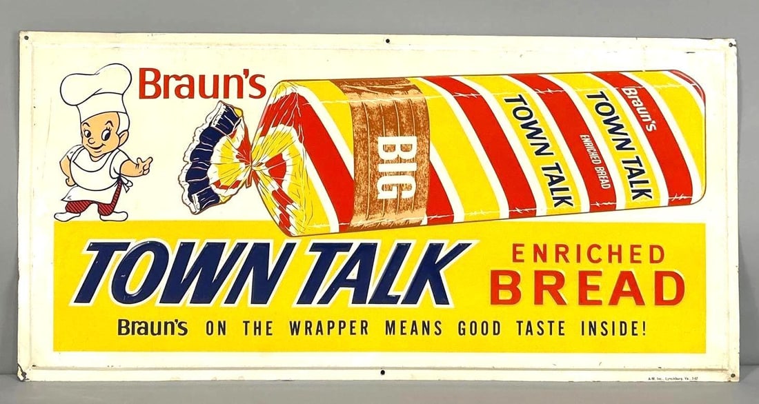 Town Talk Embossed Tin Sign W/ Baker and Bread Loaf Graphic (1 of 5)