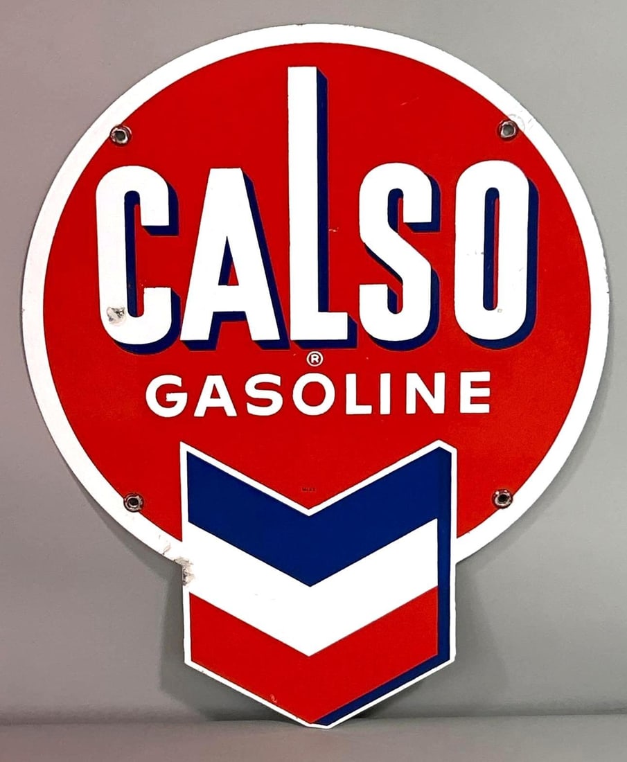 Calso Gasoline Porcelain Pump Sign (TAC) (1 of 5)