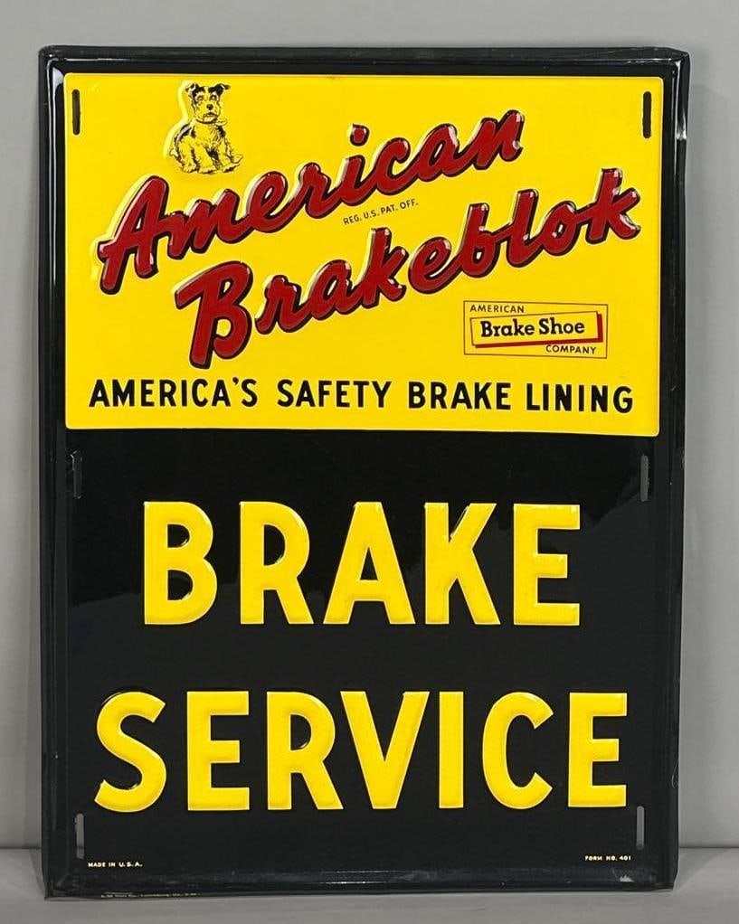 American Brakeblok Self-Framed Tin Sign W/ Dog Graphic (1 of 4)