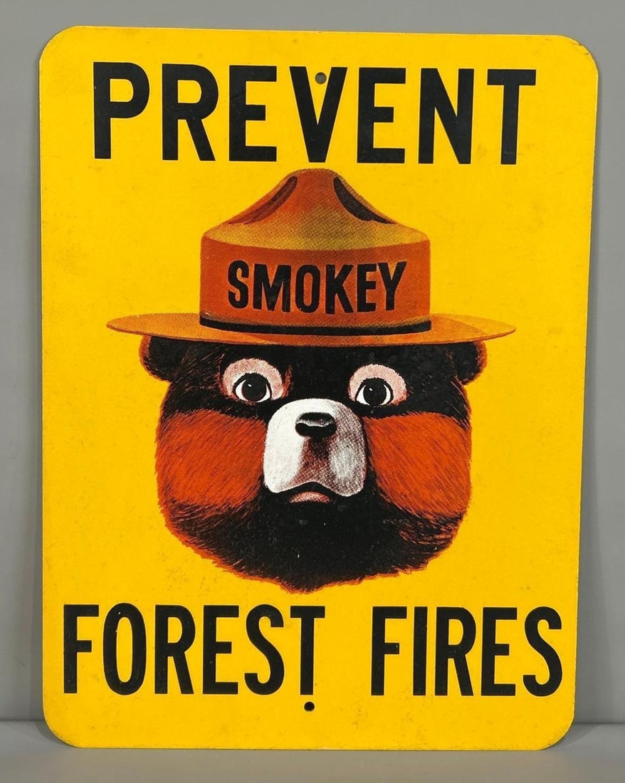NOS Prevent Forest Fires Fiber Glass Sign W/ Smokey The Bear Graphic (1 of 5)
